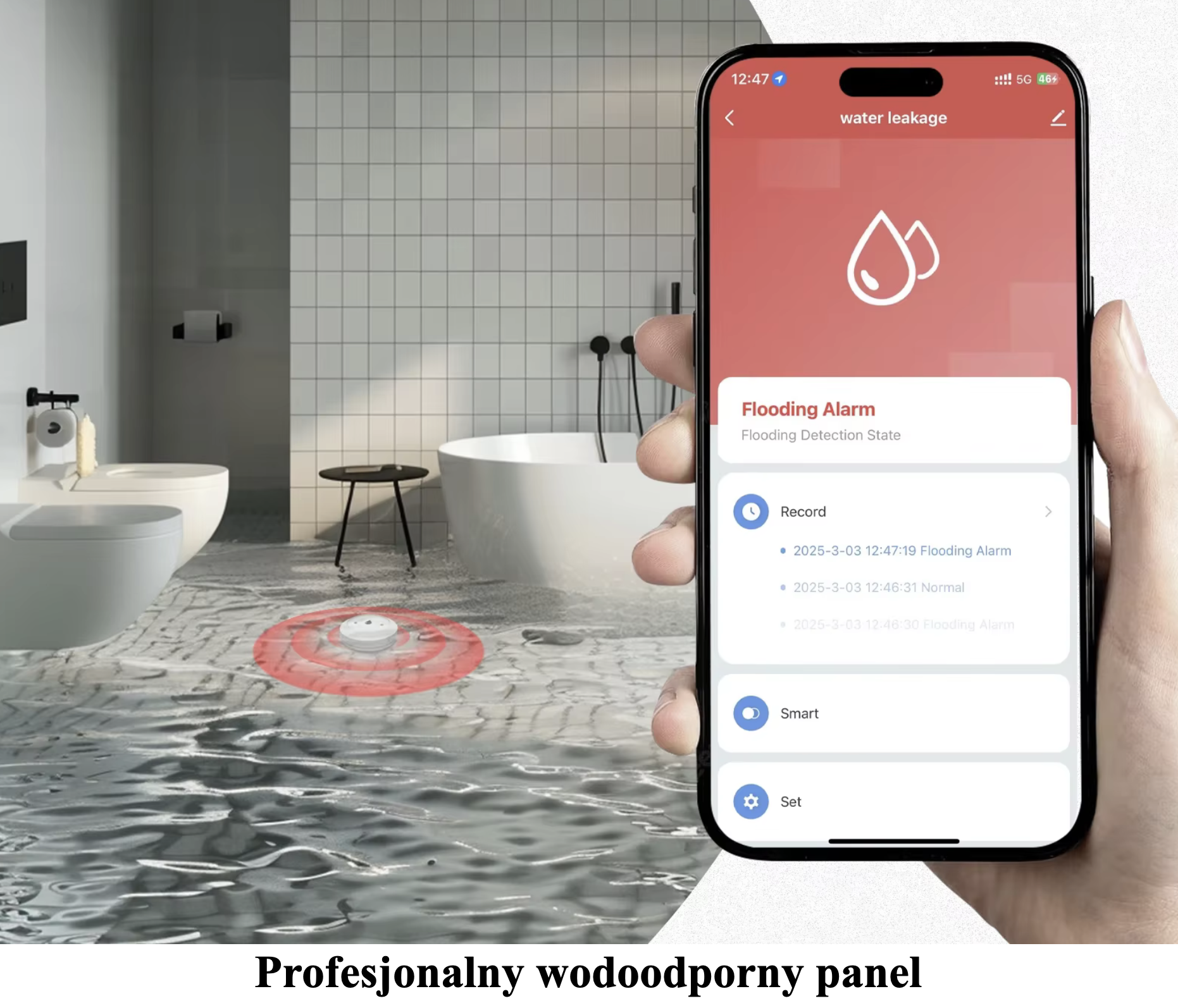 Czujnik zalania MOES ZigBee 3.0 Tuya Smart Life IP66 – detektor wycieku wody